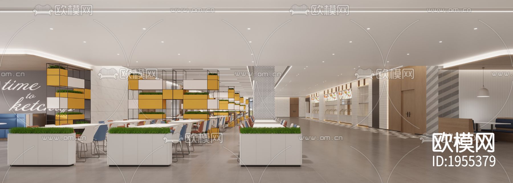 现代企业食堂餐厅后厨下载（渲染图2）