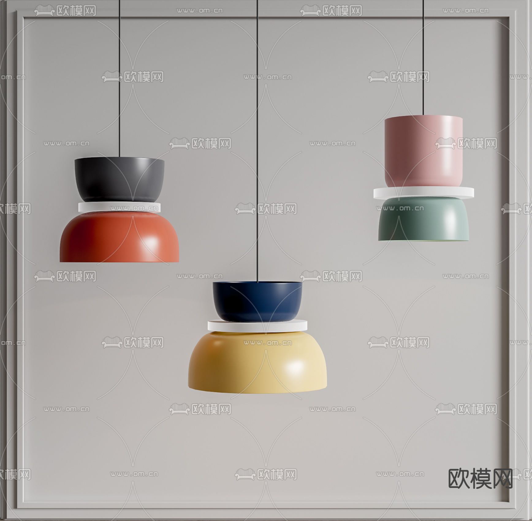 现代小吊灯su模型下载（渲染图1）