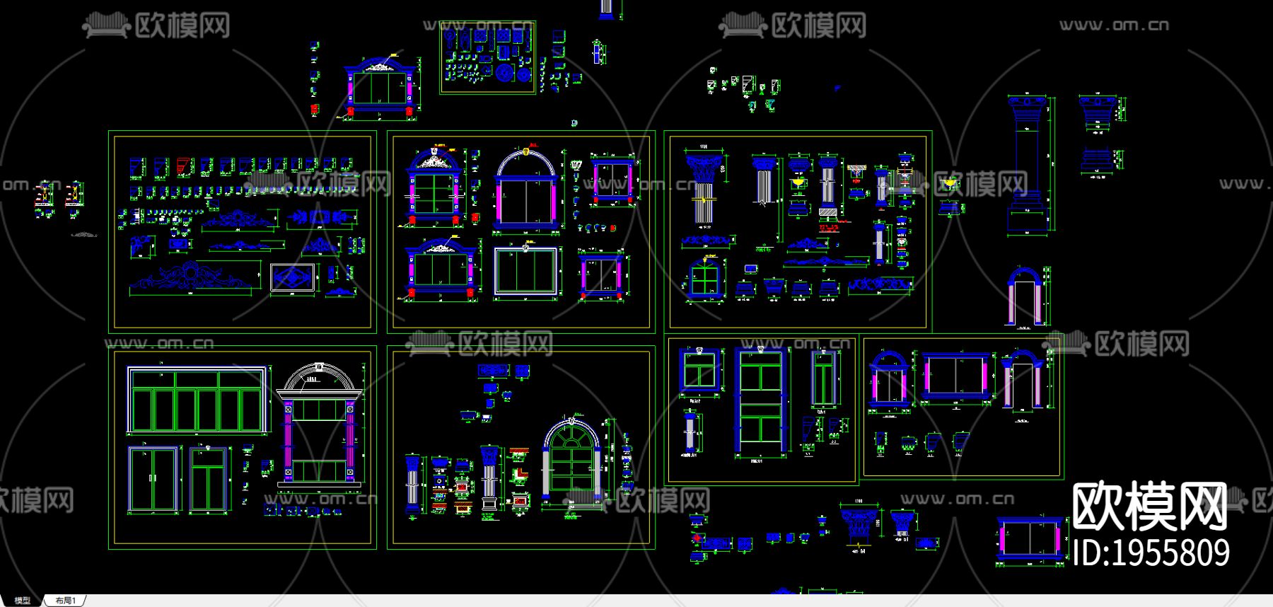 欧式cad图块下载（渲染图1）