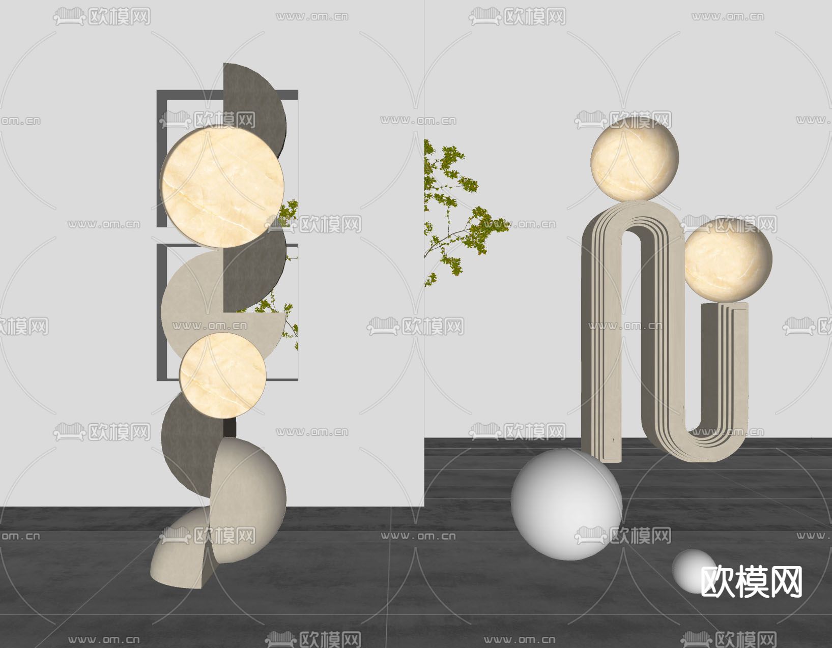 侘寂风落地灯su模型下载（渲染图2）