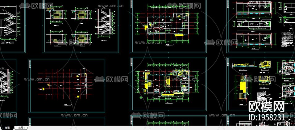 小區(qū)超市建筑CAD施工圖下載(渲染圖3)