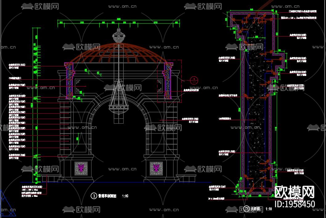 欧式园林景观亭CAD施工图下载（渲染图5）