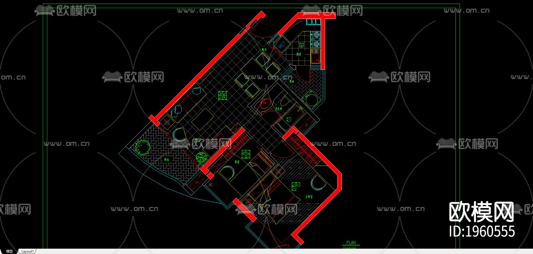 别墅装修施工图下载（渲染图2）