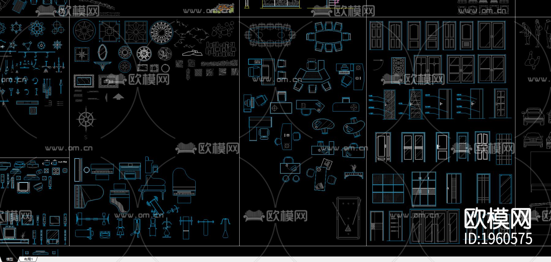 室内配套CAD图块下载（渲染图1）