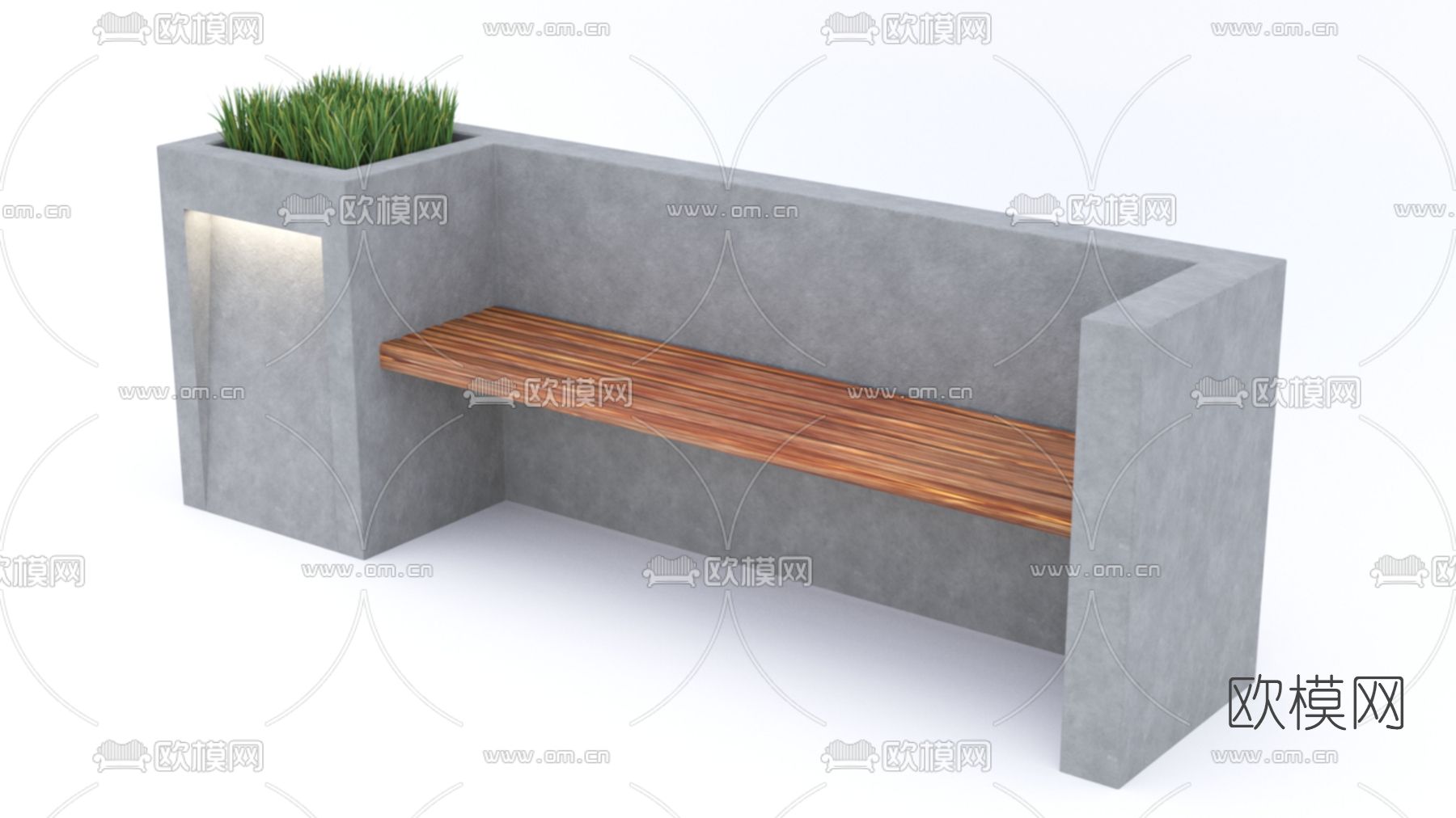 现代公共长椅免费3d模型下载