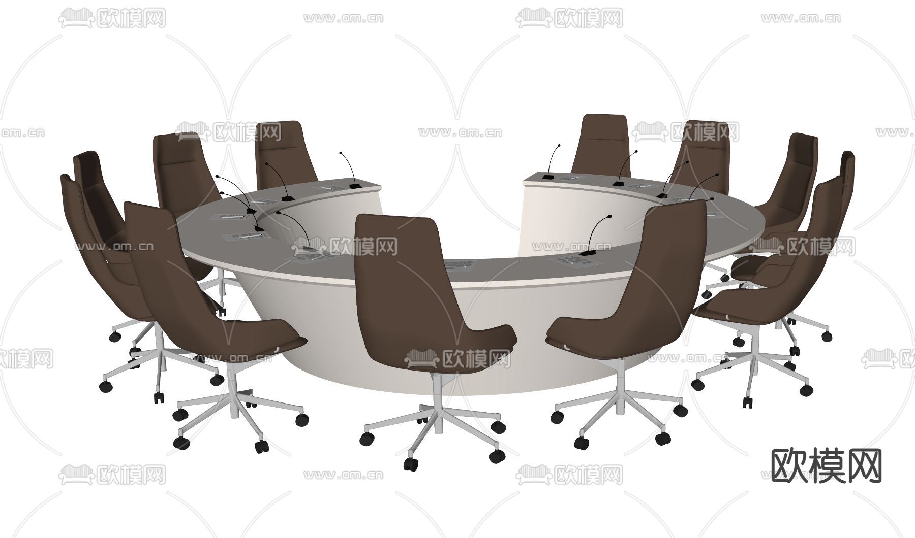 现代会议桌椅su模型下载（渲染图2）