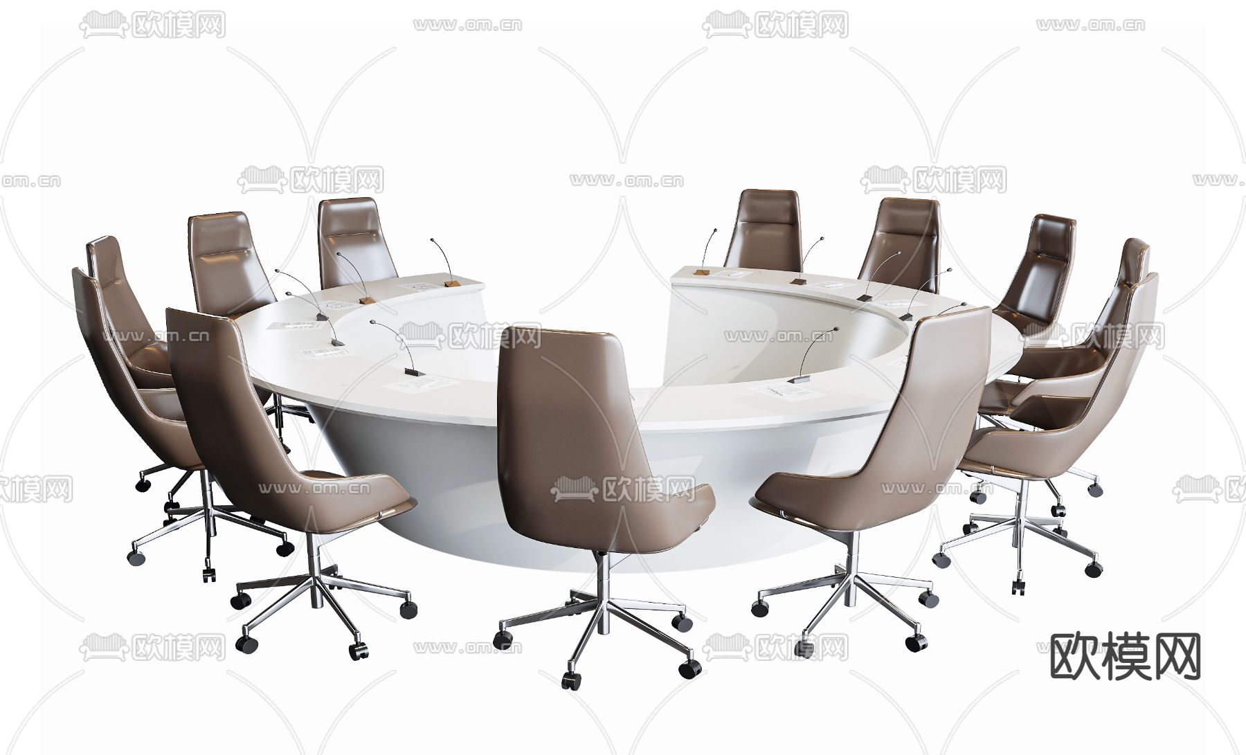 现代会议桌椅su模型下载（渲染图1）