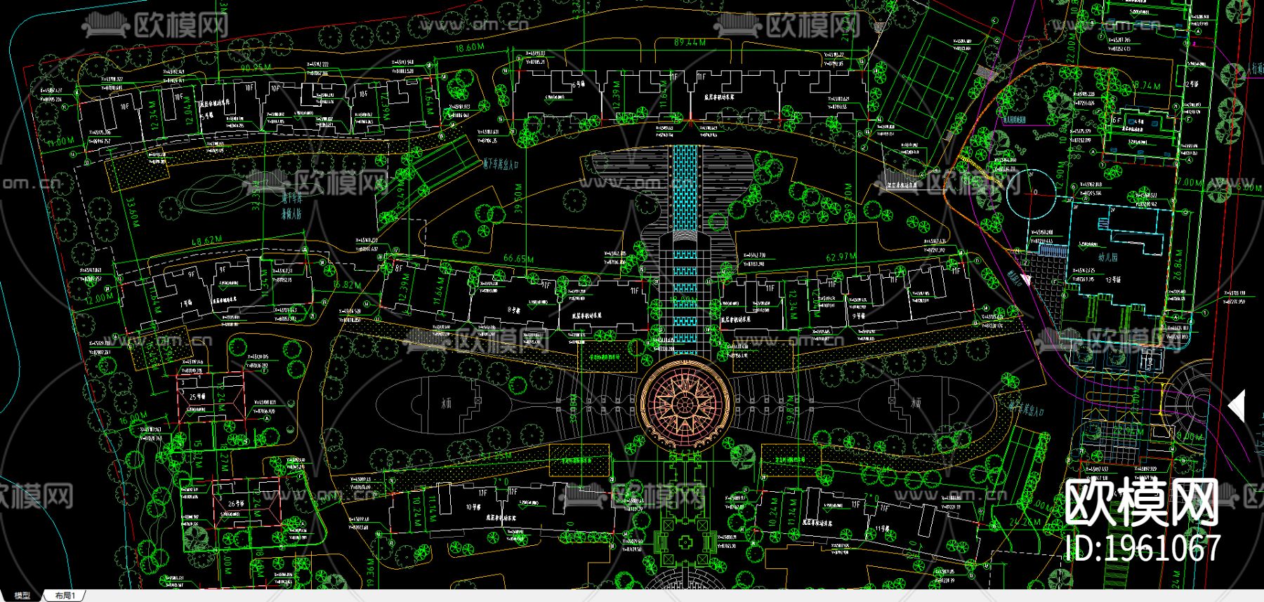 某高档住宅小区总平下载（渲染图1）