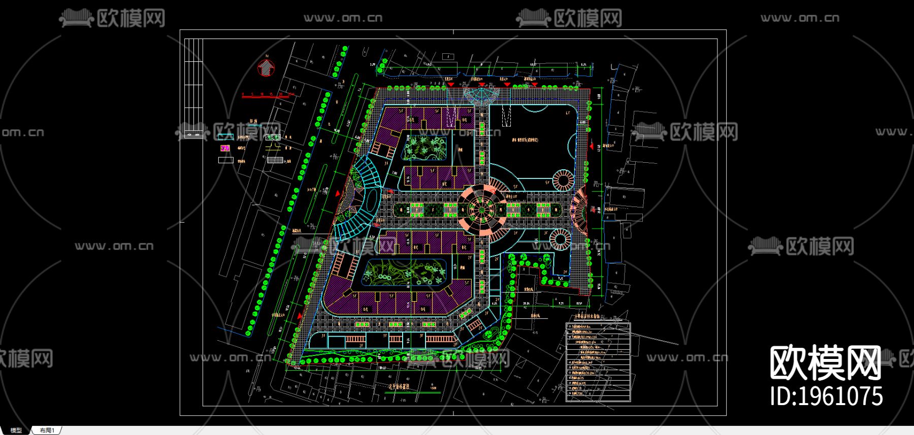 商住小区cad施工图下载（渲染图1）