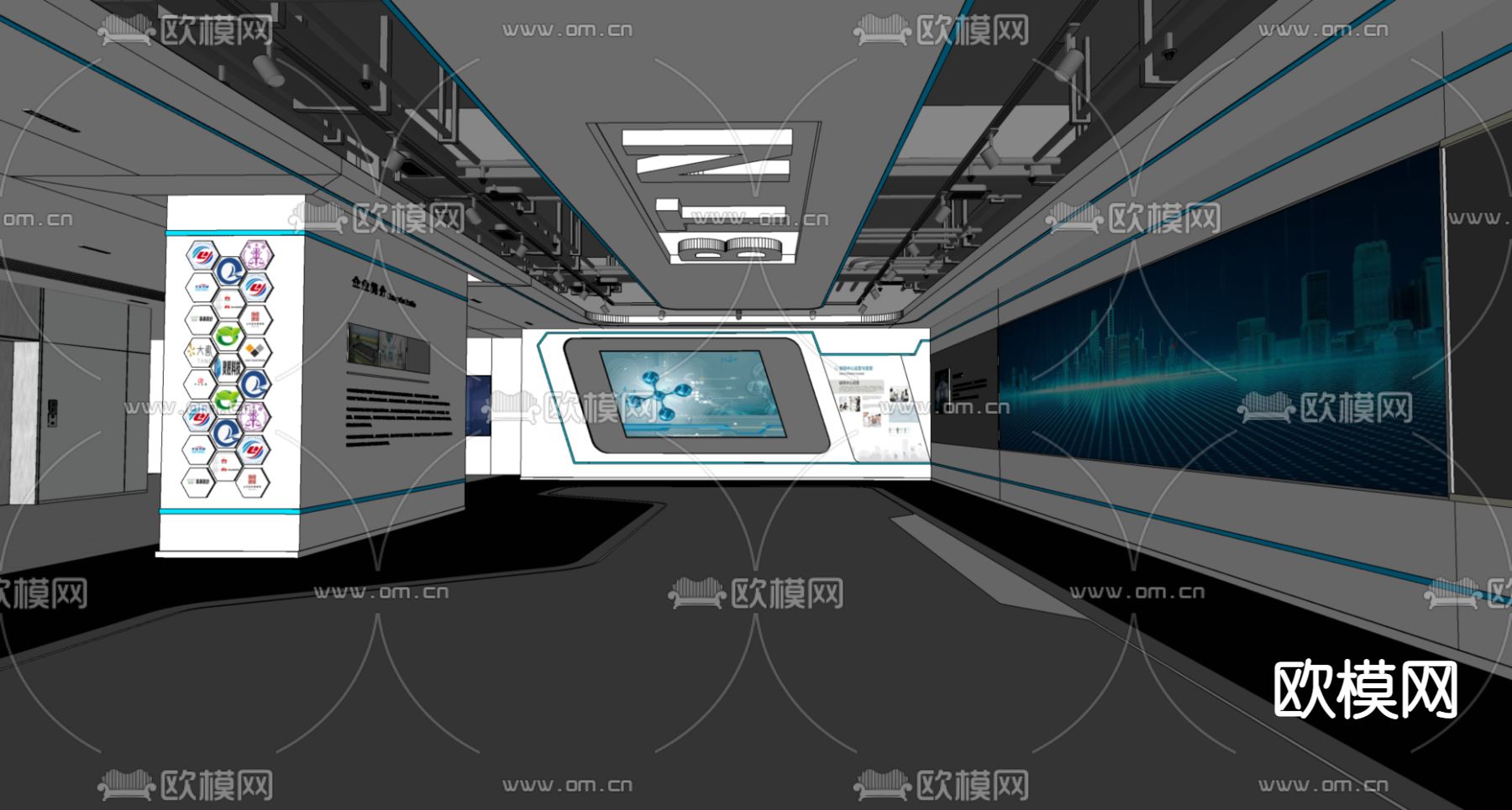 现代科技企业展厅su模型下载（渲染图3）