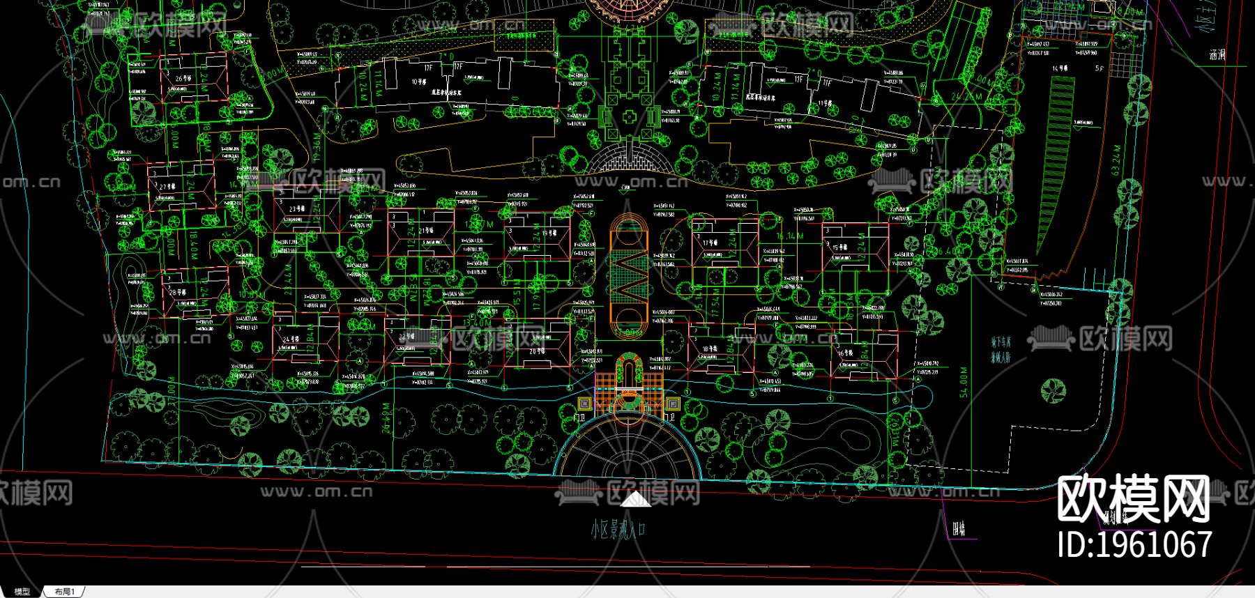 某高档住宅小区总平下载（渲染图2）