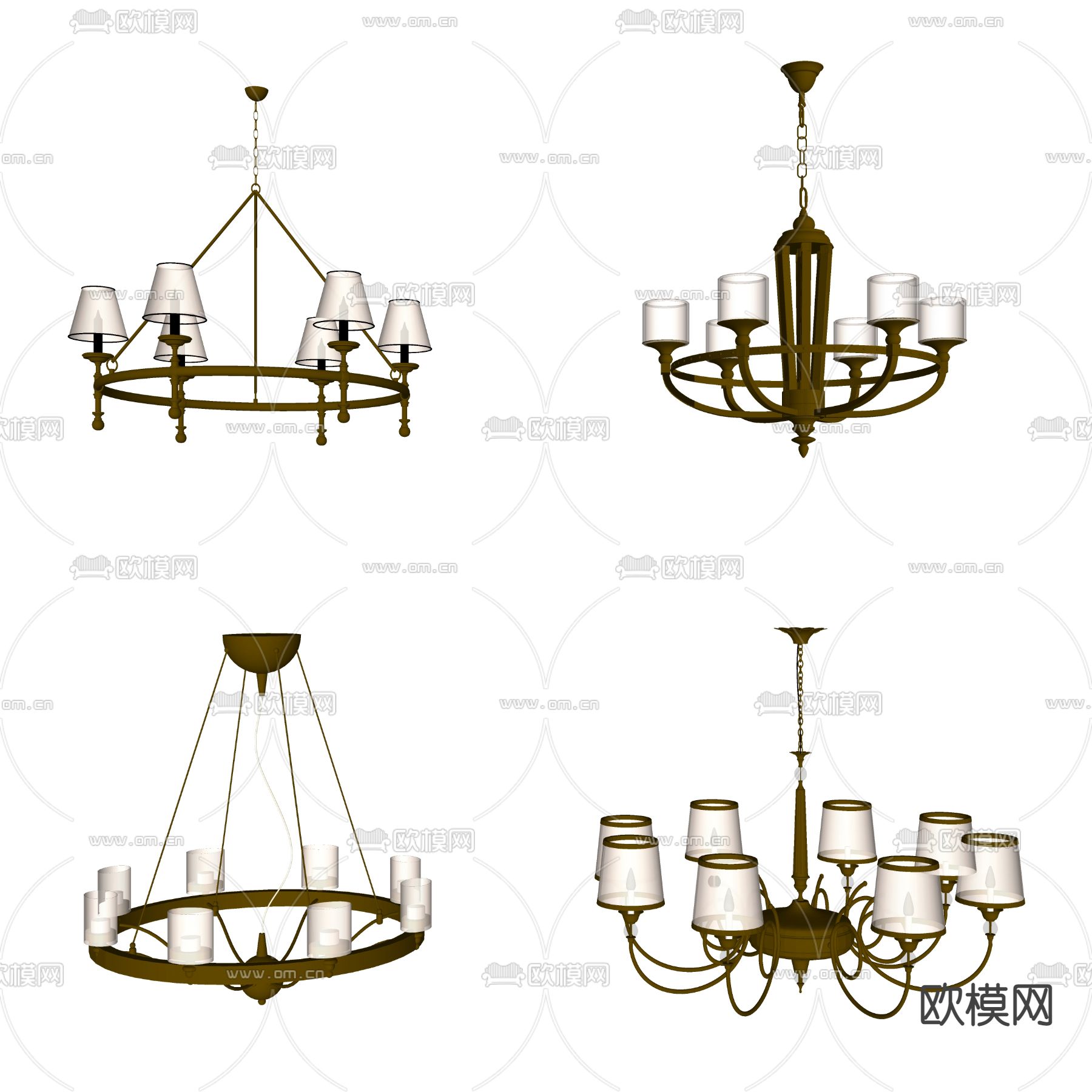 美式金属吊灯su模型下载（渲染图2）