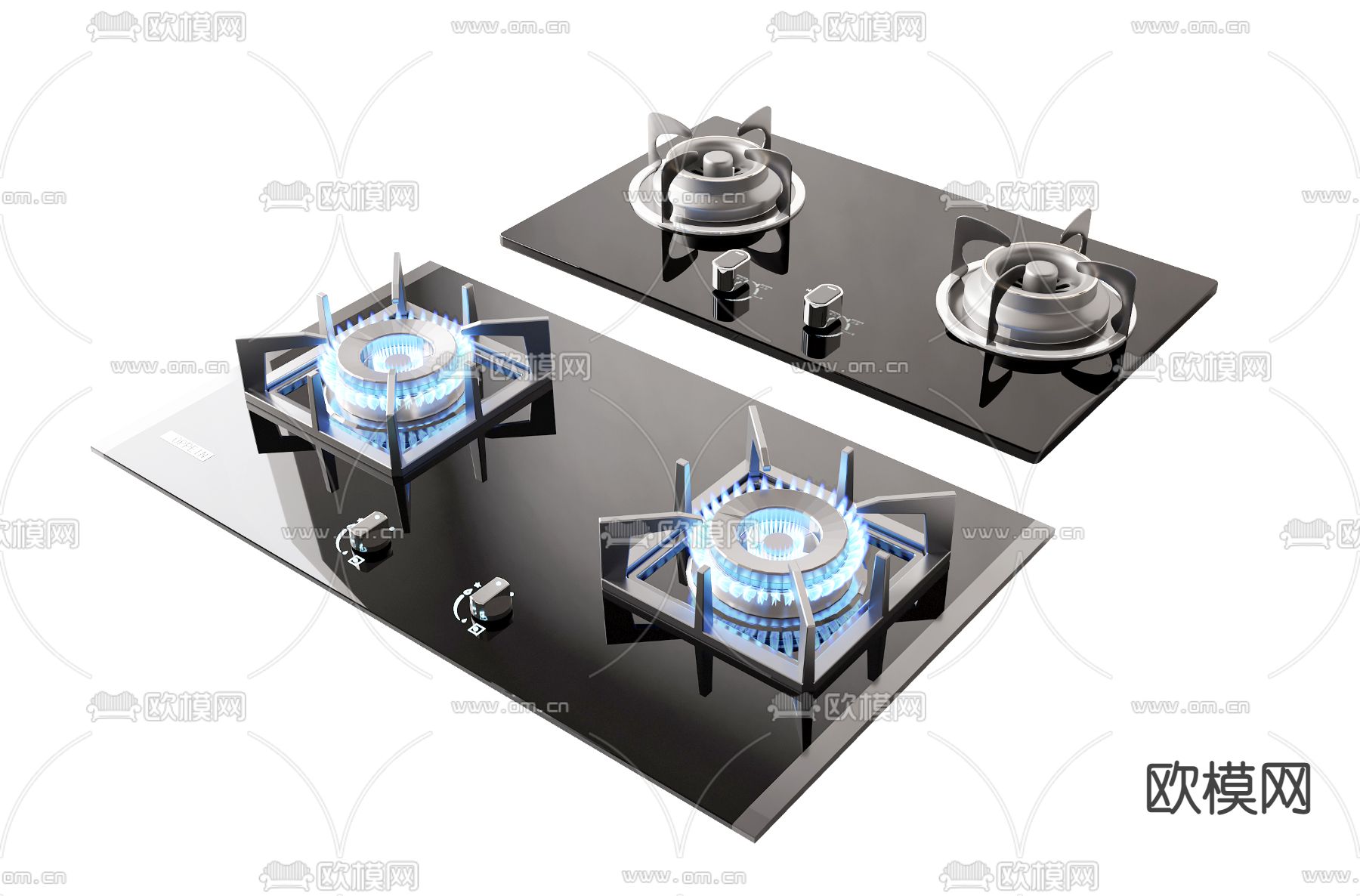 现代燃气灶su模型下载（渲染图1）