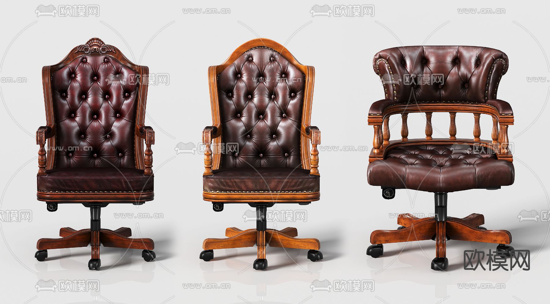 欧式古典皮革办公椅3d模型下载