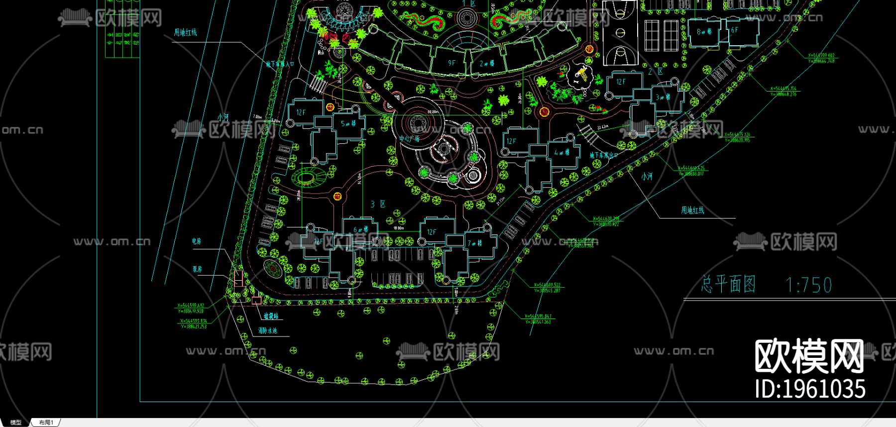 某小高层住宅区规划下载（渲染图1）