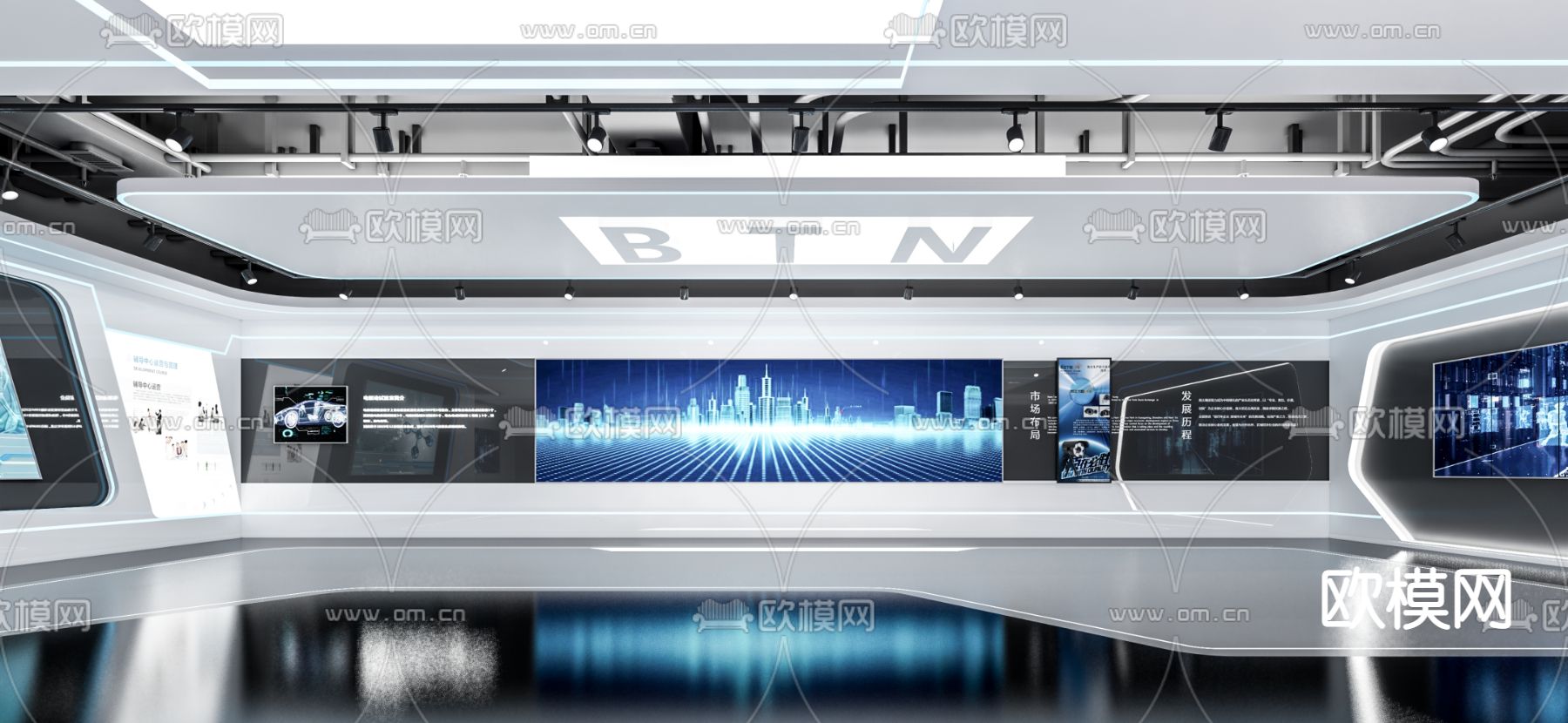 现代科技企业展厅su模型下载（渲染图2）