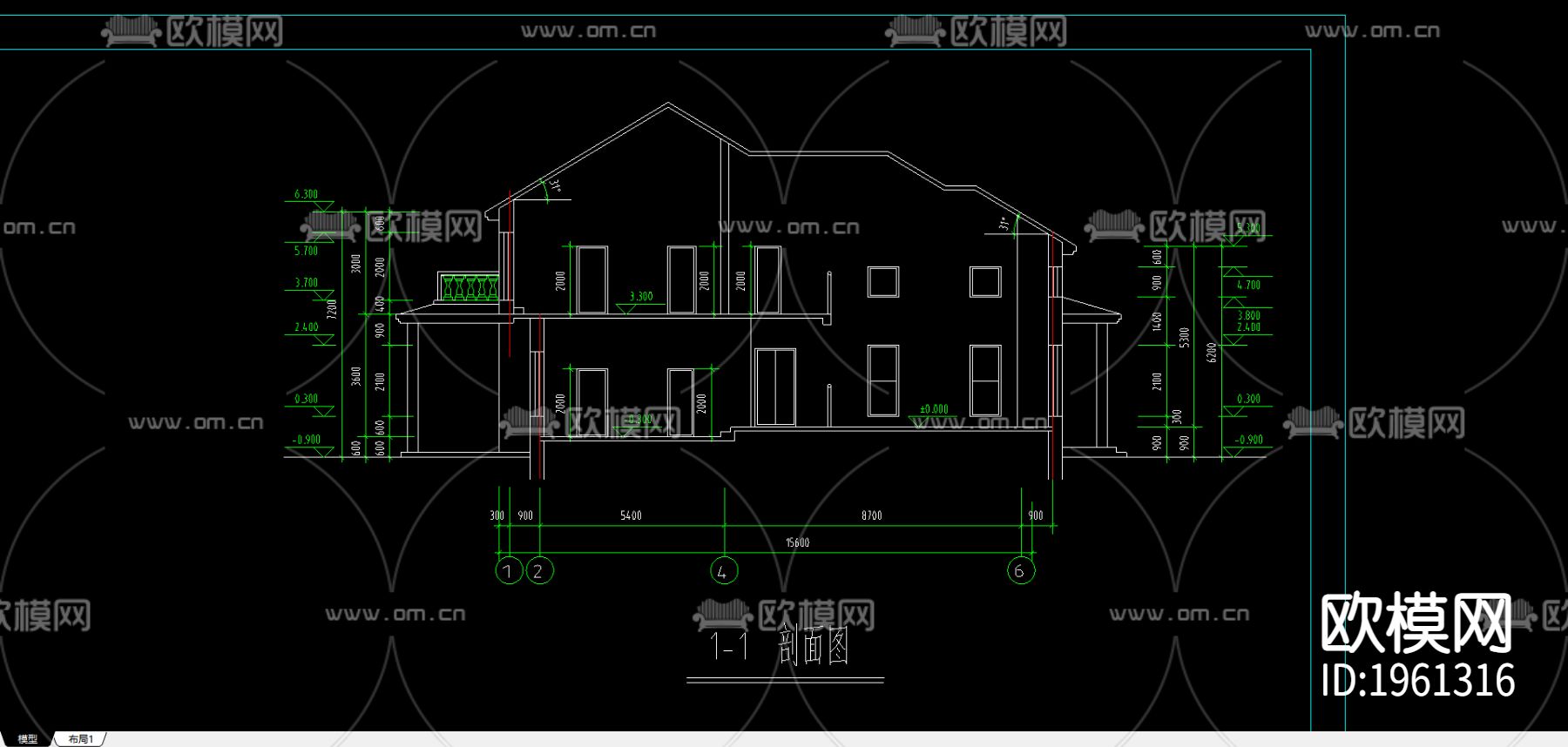 别墅cad平面布置图下载（渲染图2）