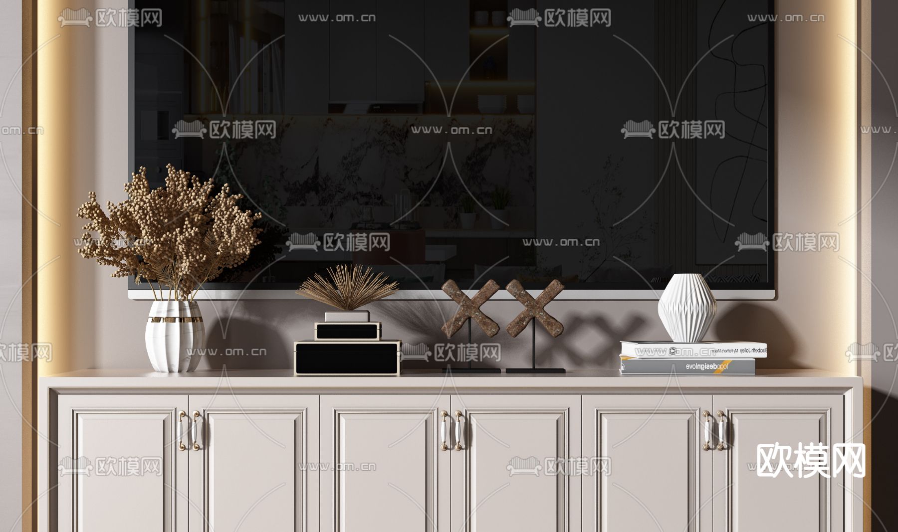 美式电视柜3d模型