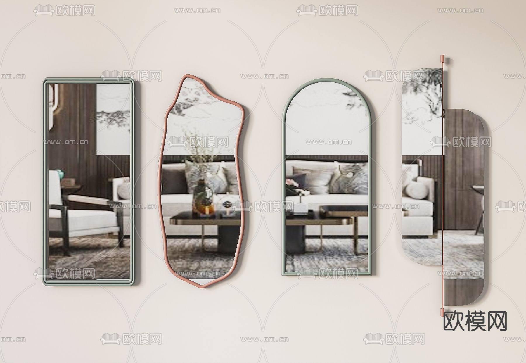现代挂壁式全身镜3d模型下载