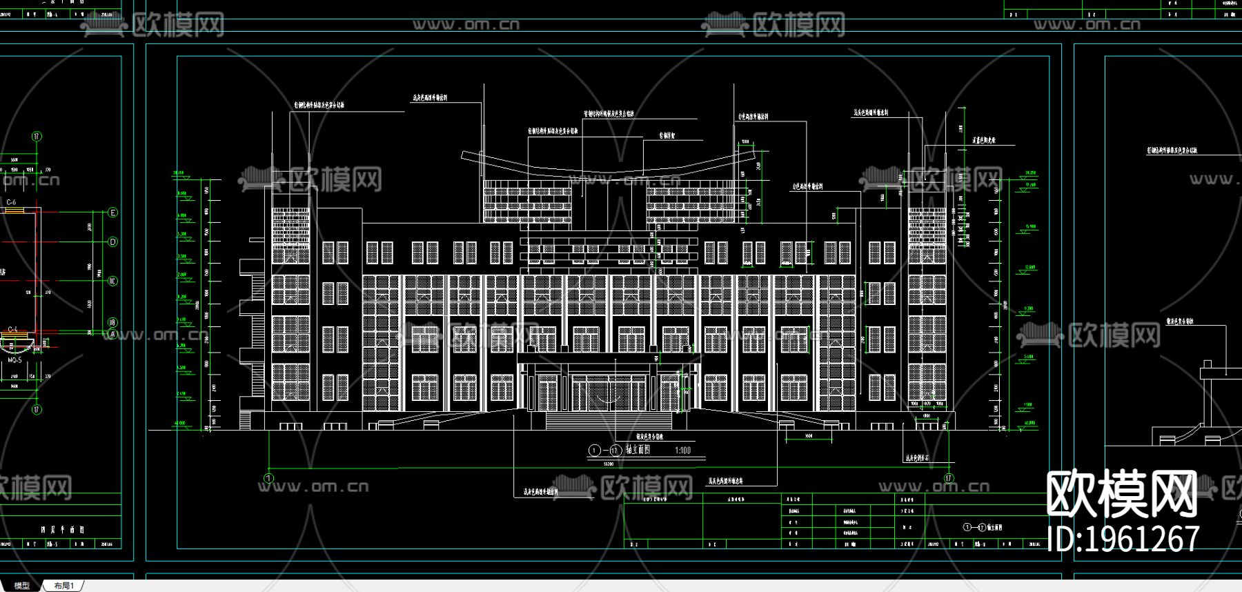 办公楼cad施工图下载（渲染图2）