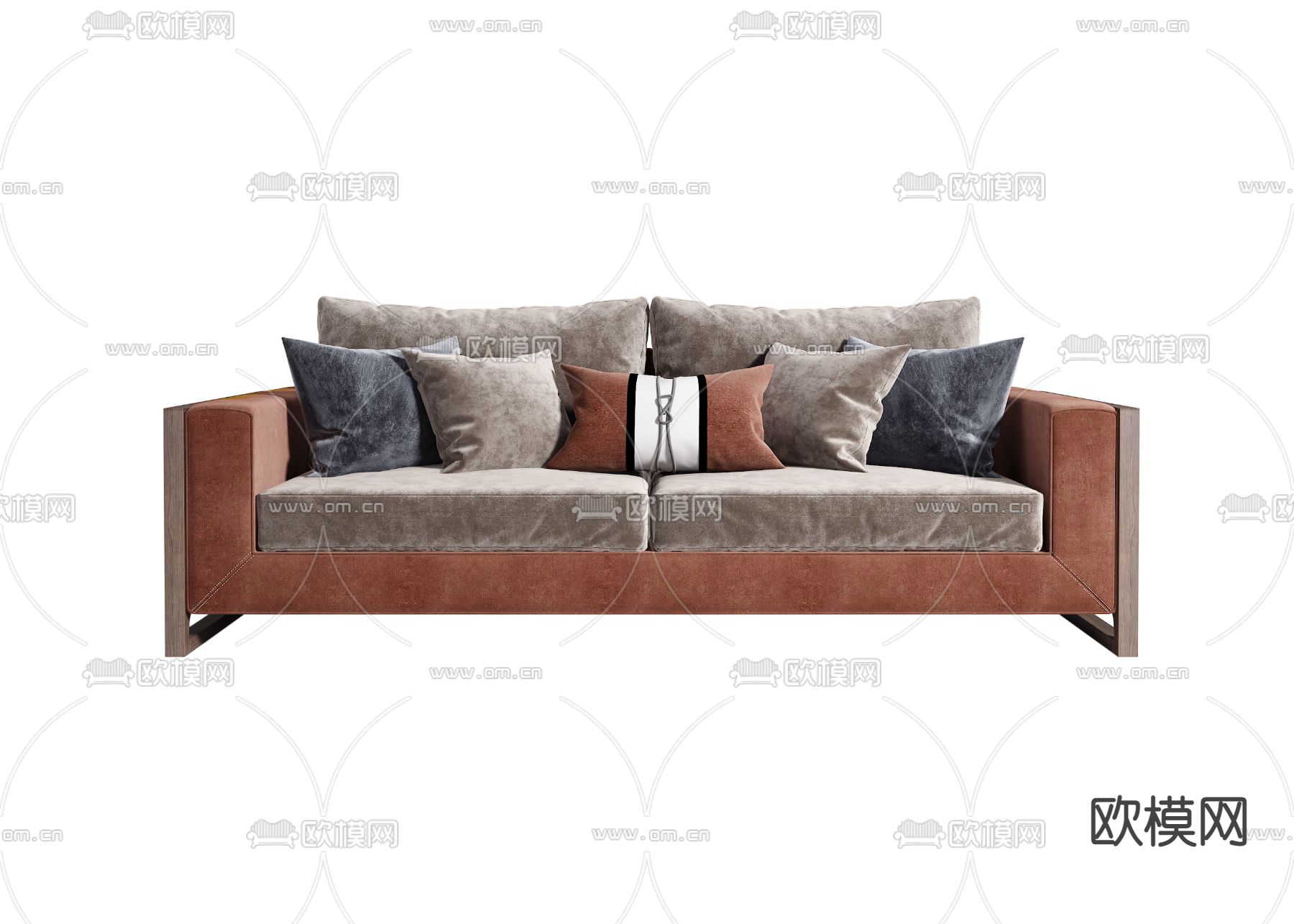 新中式布艺双人沙发3d模型下载（渲染图3）
