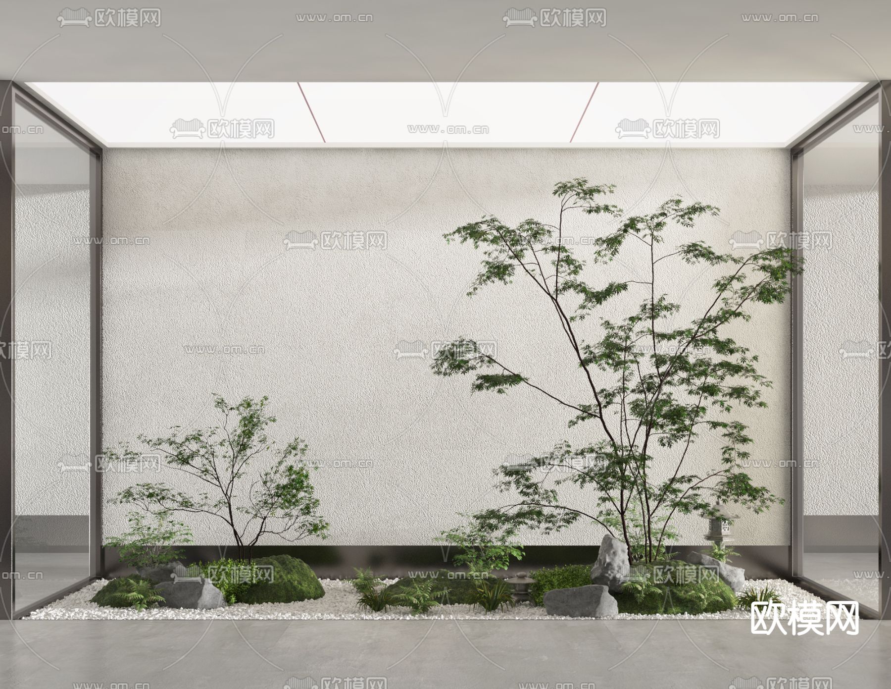 现代室内绿植枯山水小品3d模型下载