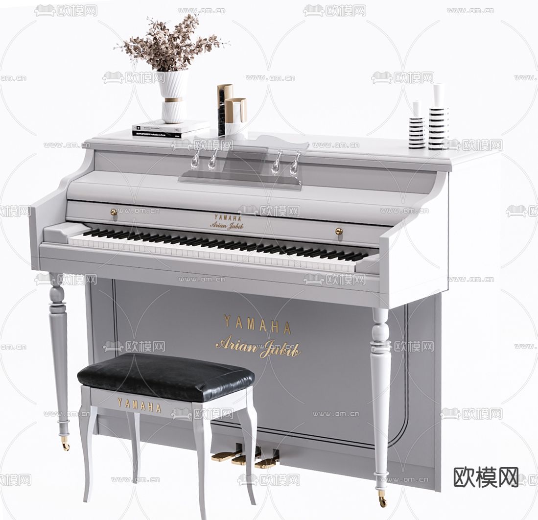 简欧轻奢钢琴3d模型下载（渲染图5）