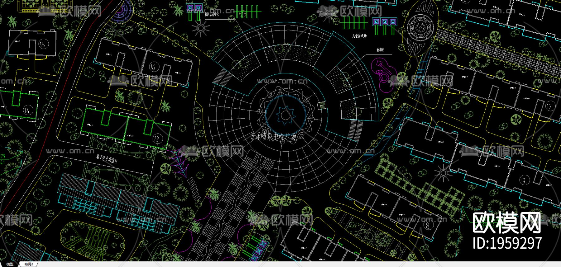 江信花园规划总平面图下载（渲染图1）