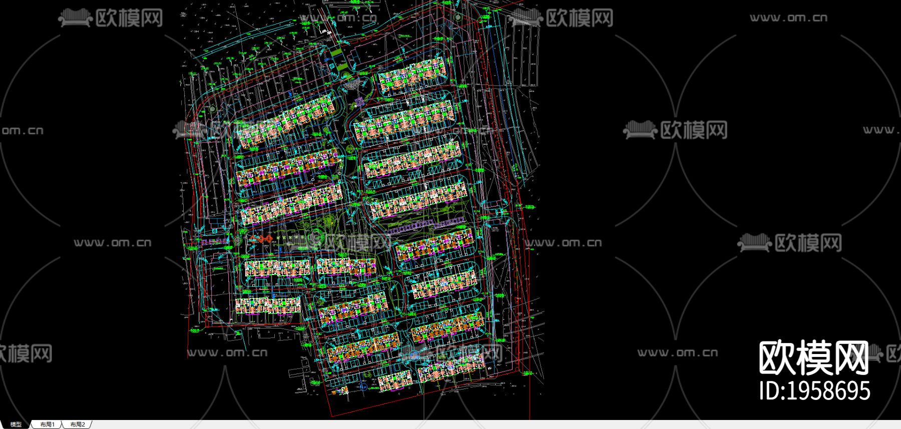 建筑小区平面土下载（渲染图1）
