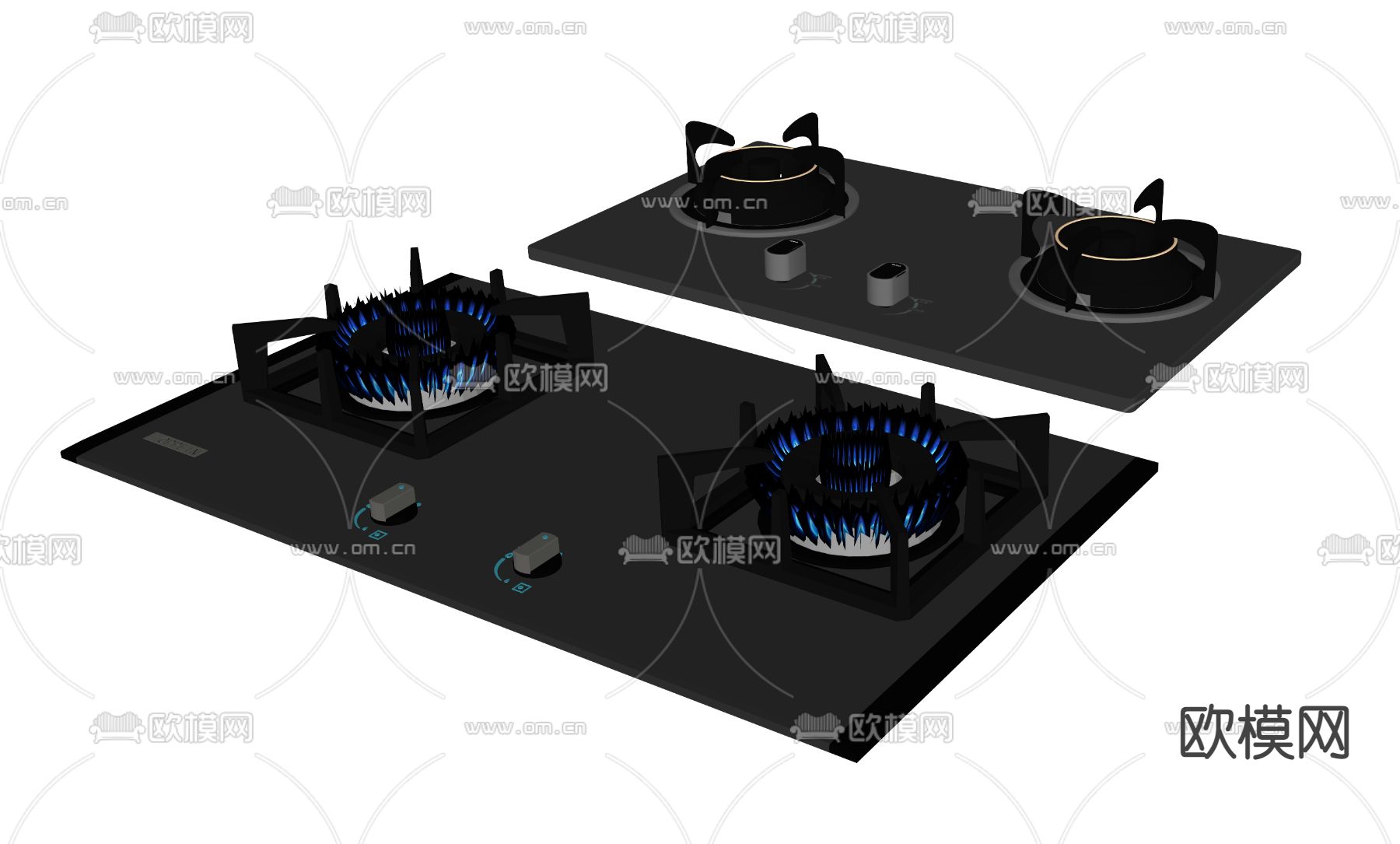 现代燃气灶su模型下载（渲染图2）