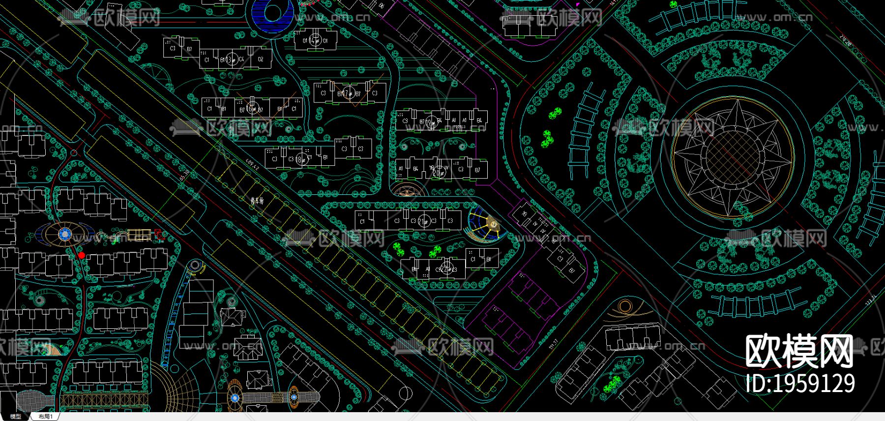 江西省铅山县滨江花城总规图下载（渲染图1）