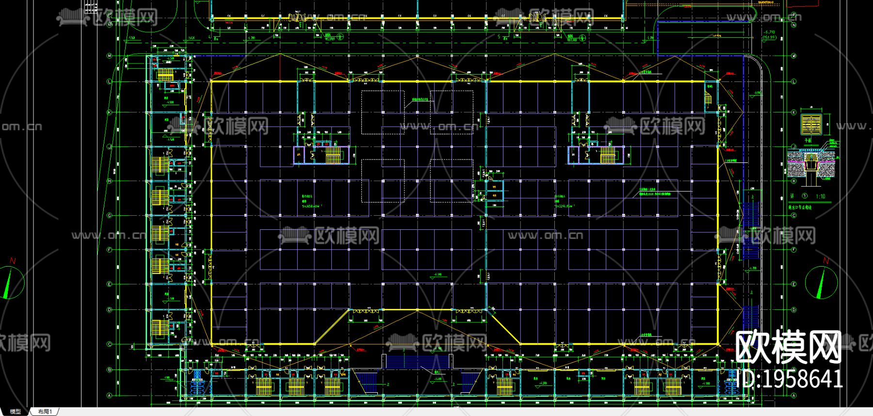 地下商场及宾馆施工图下载（渲染图1）
