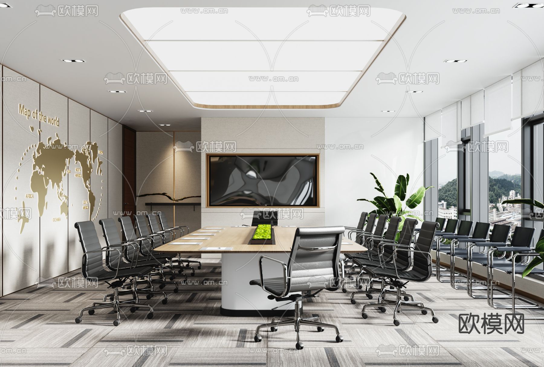 现代会议室3d模型下载