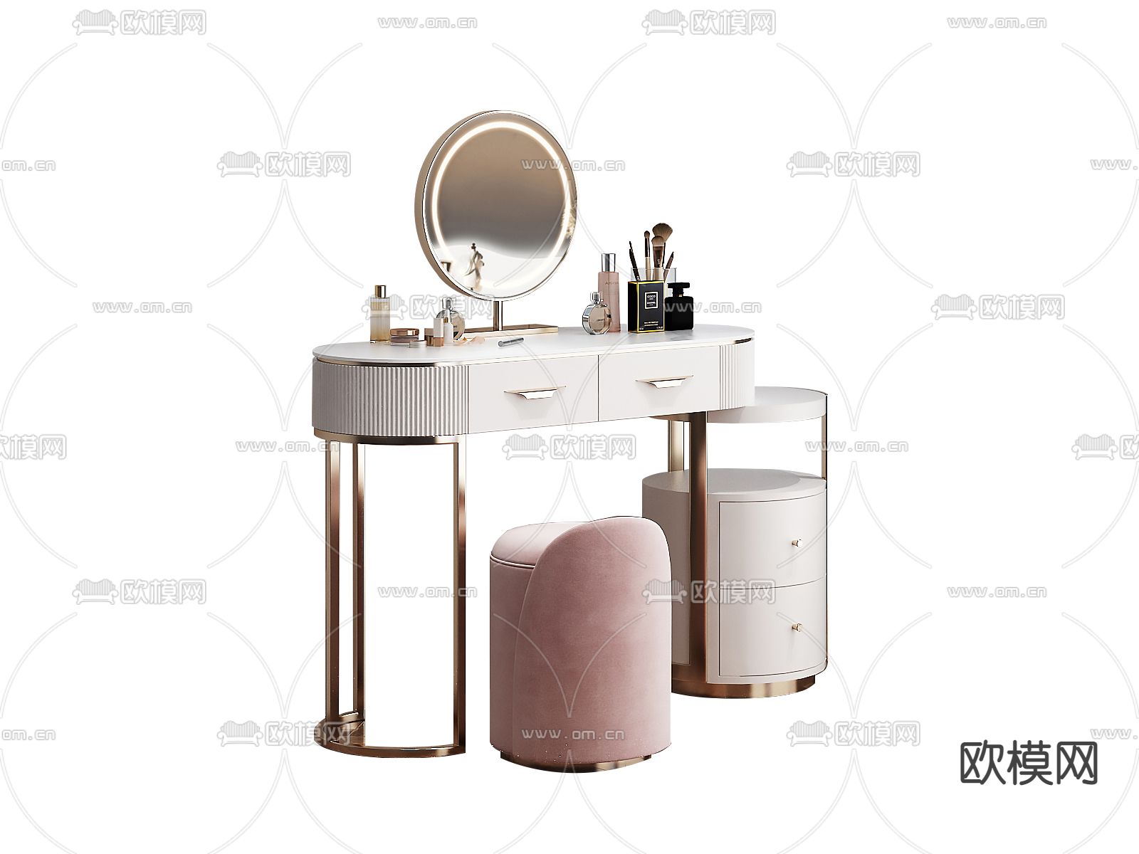 现代轻奢梳妆台3d模型下载