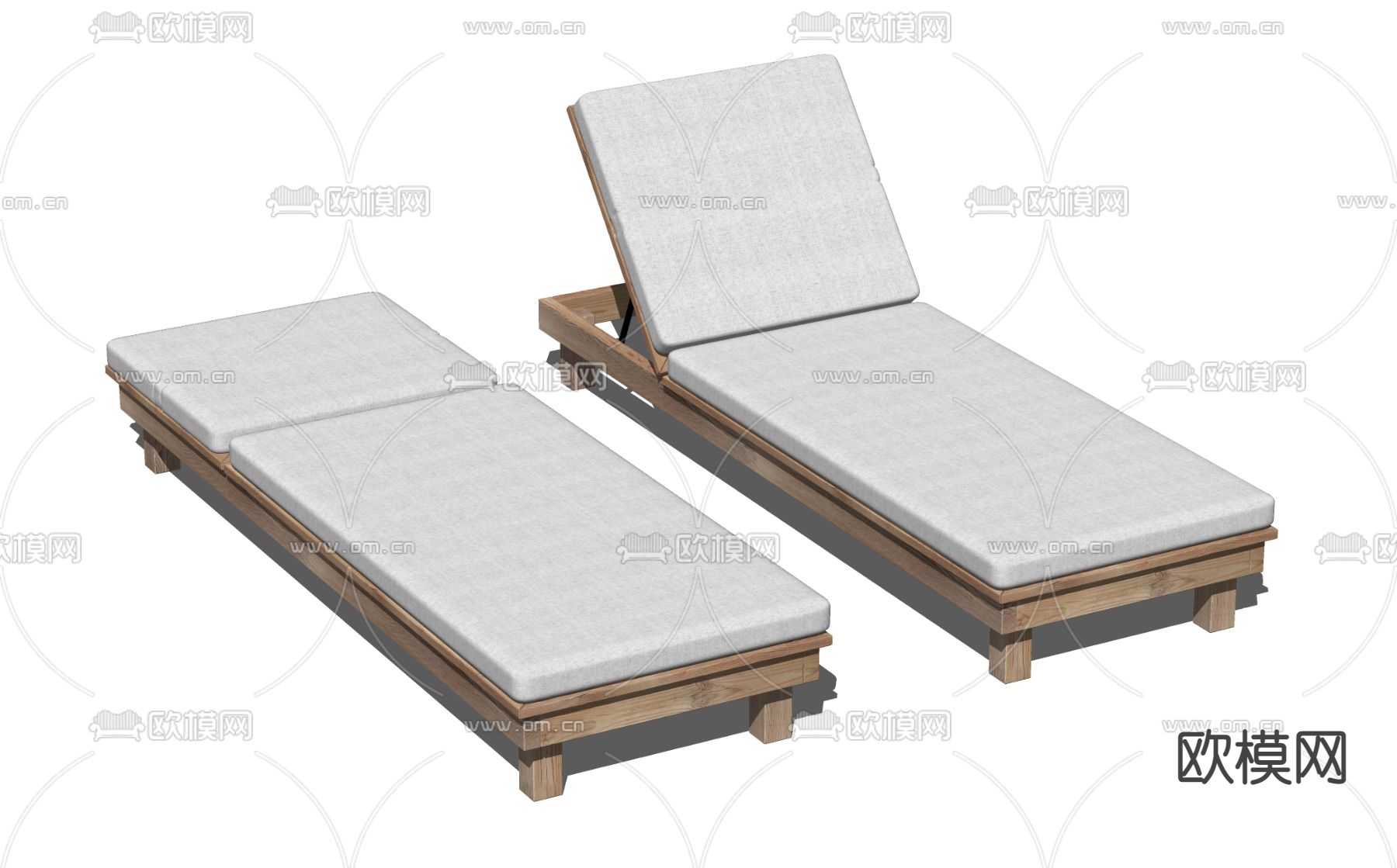 现代户外泳池躺椅su模型下载
