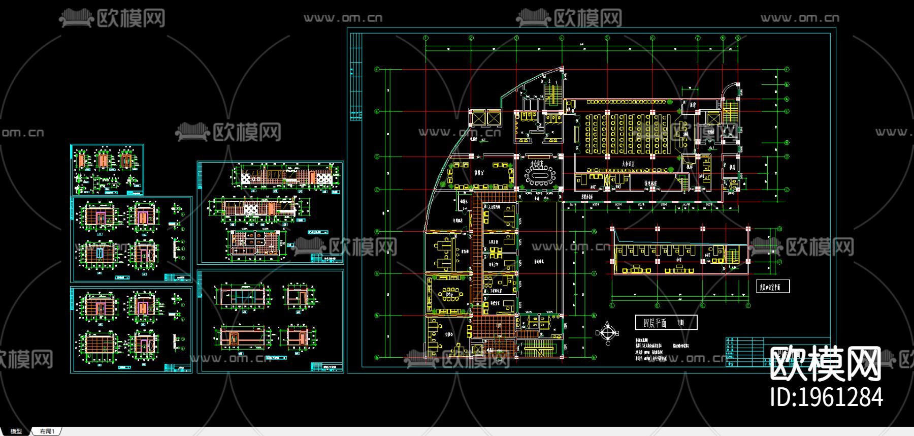 电信大楼cad施工图下载（渲染图2）