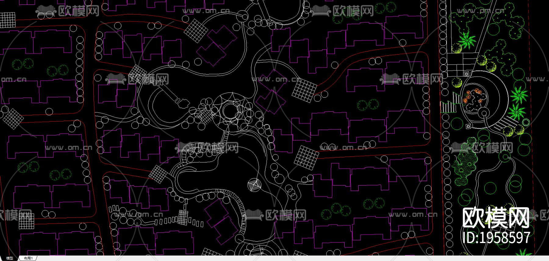 蝴蝶城小区总平面下载（渲染图2）
