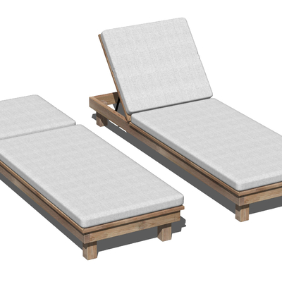  现代户外泳池躺椅su模型 