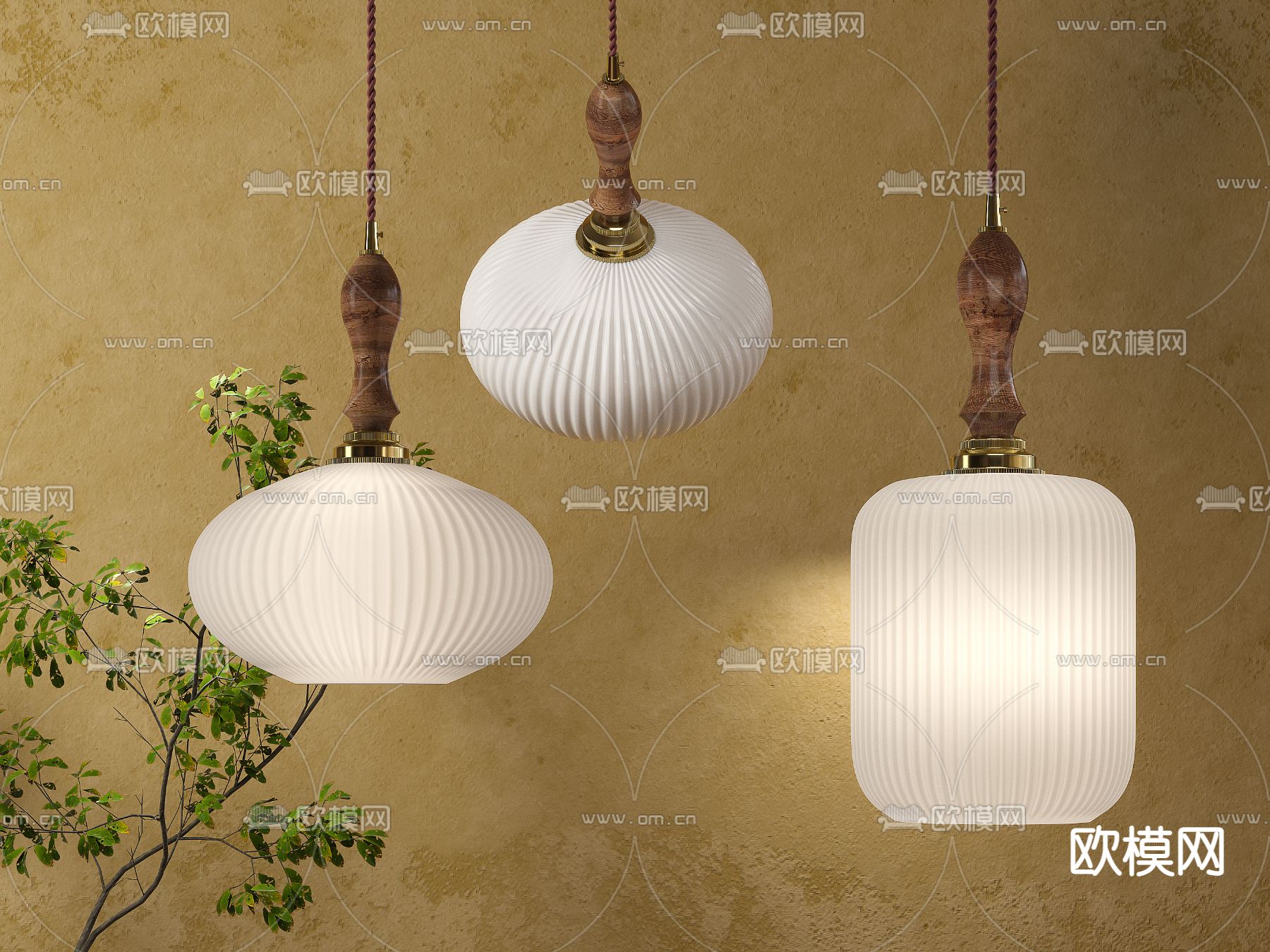 日式灯笼吊灯3d模型下载