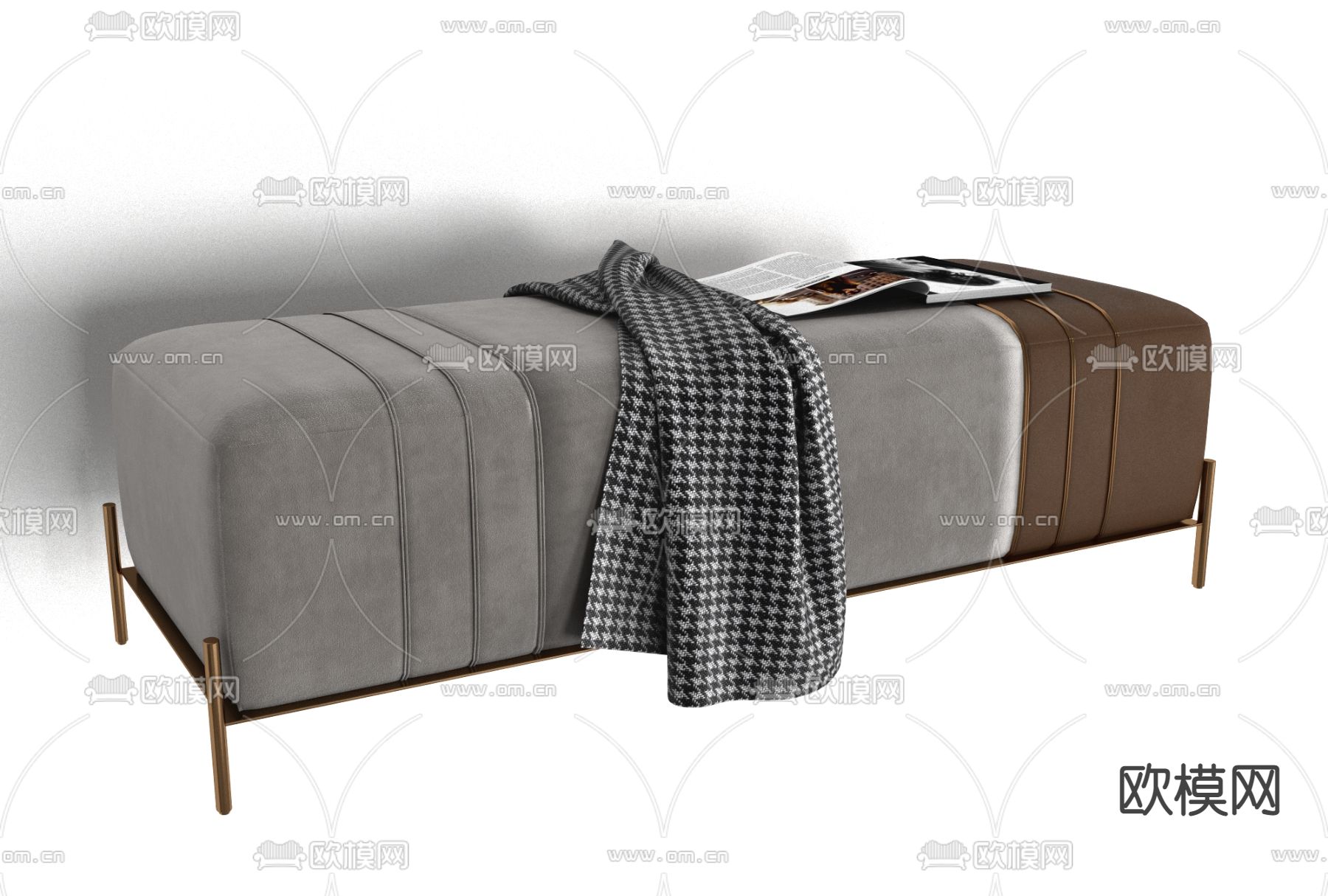 现代布艺脚踏免费3d模型下载