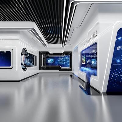  现代科技展厅su模型 