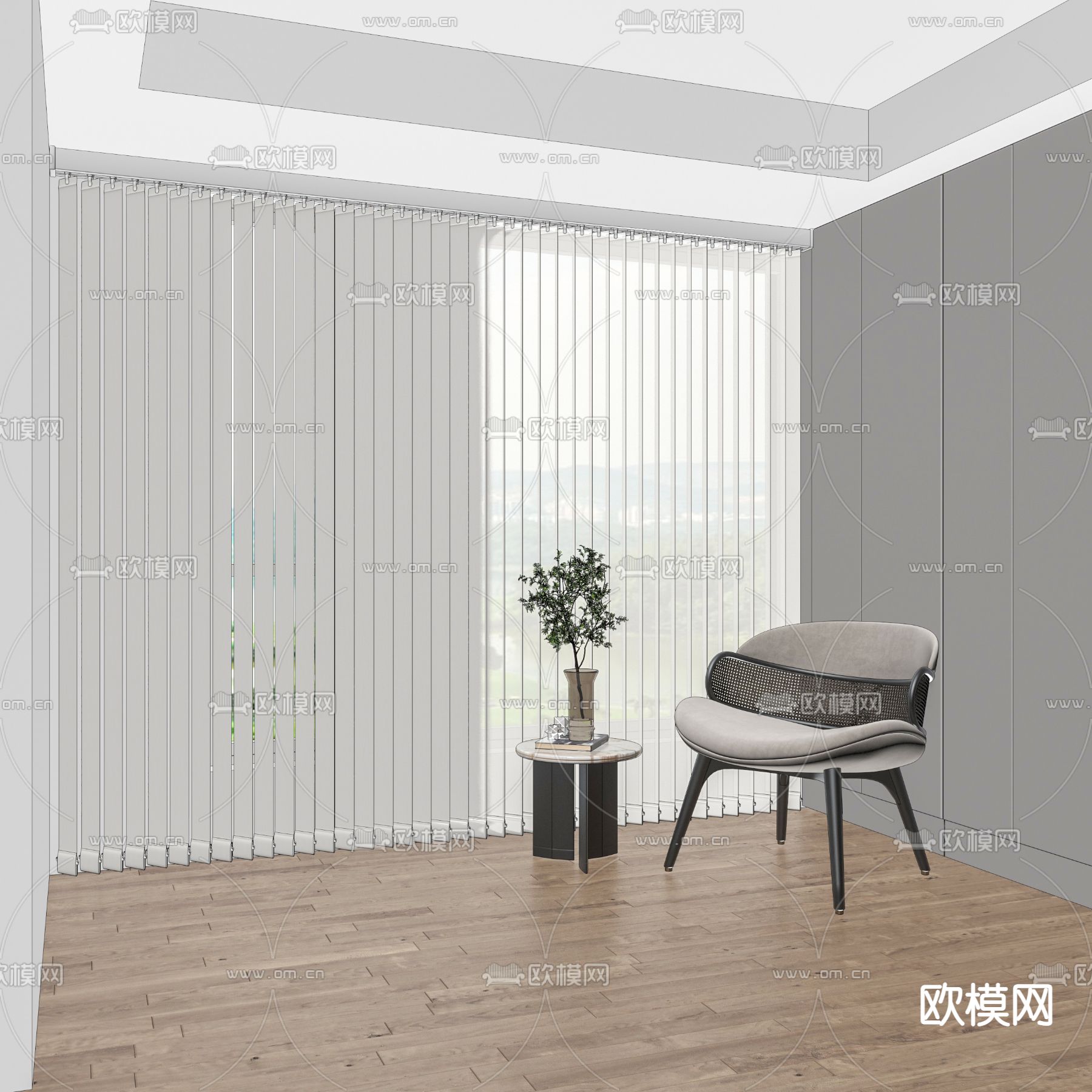 现代梦幻帘su模型下载（渲染图2）