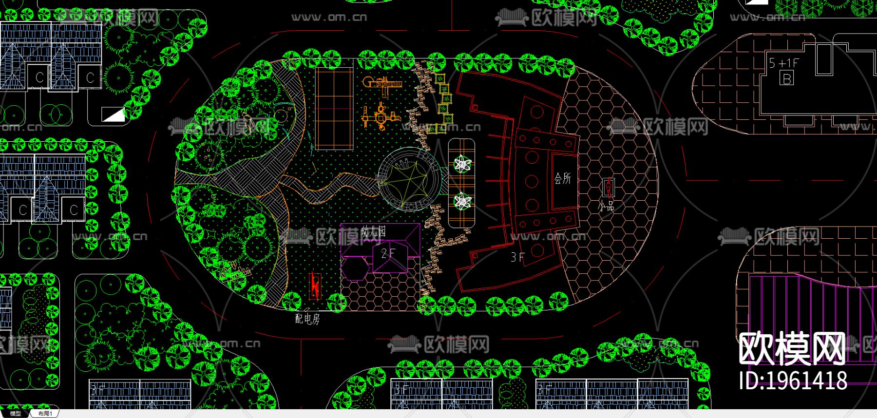 九江武宁某小区规划总平图下载（渲染图2）