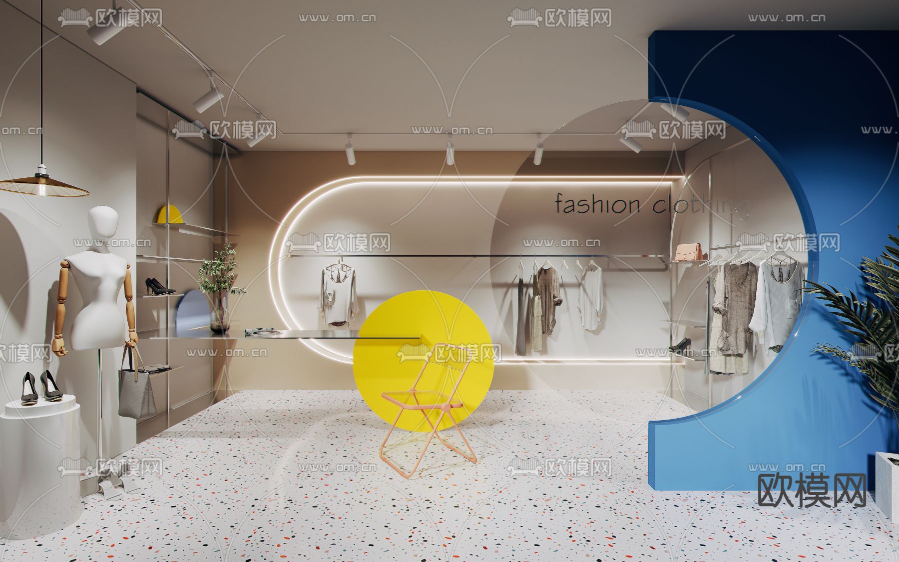 现代服装店女装店su模型下载（渲染图1）