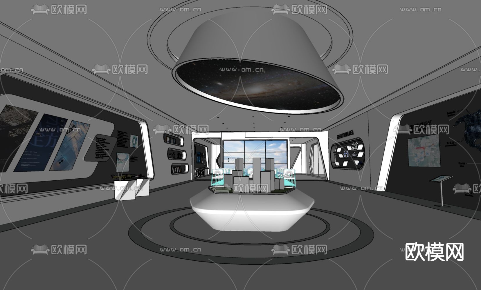 现代科技企业展厅su模型下载（渲染图3）