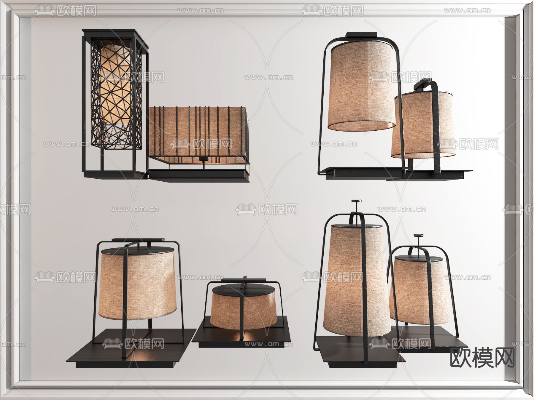 新中式庭院花园灯草坪灯3d模型下载