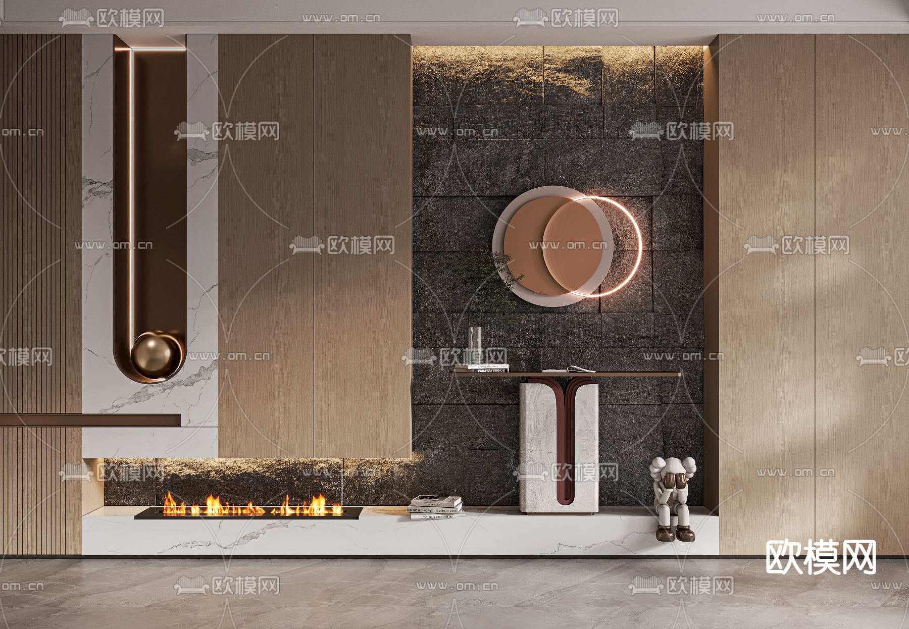 现代玄关端景条案3d模型