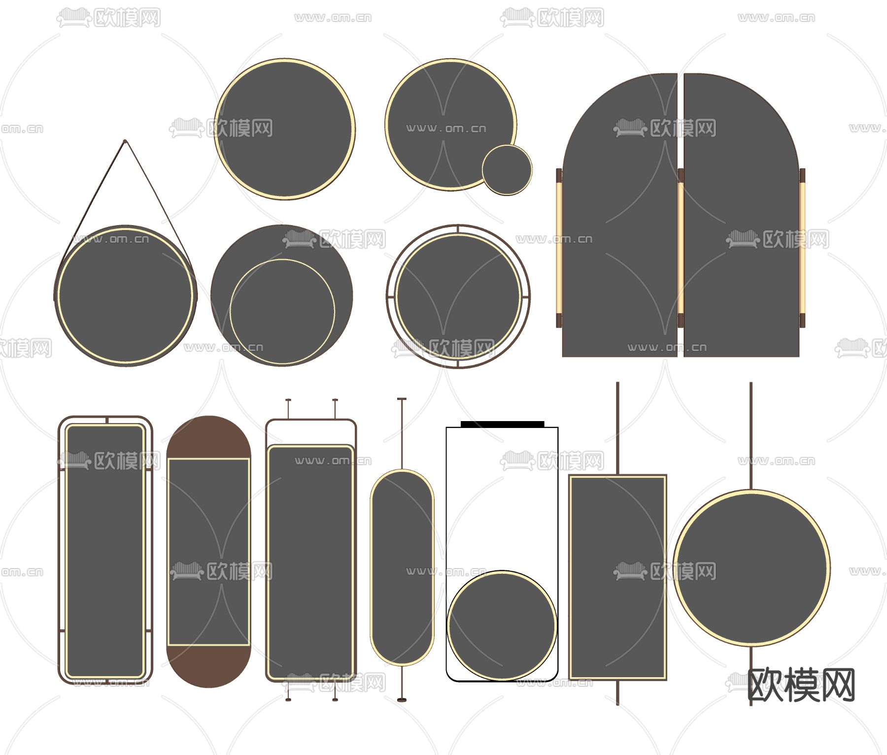 现代镜子su模型下载