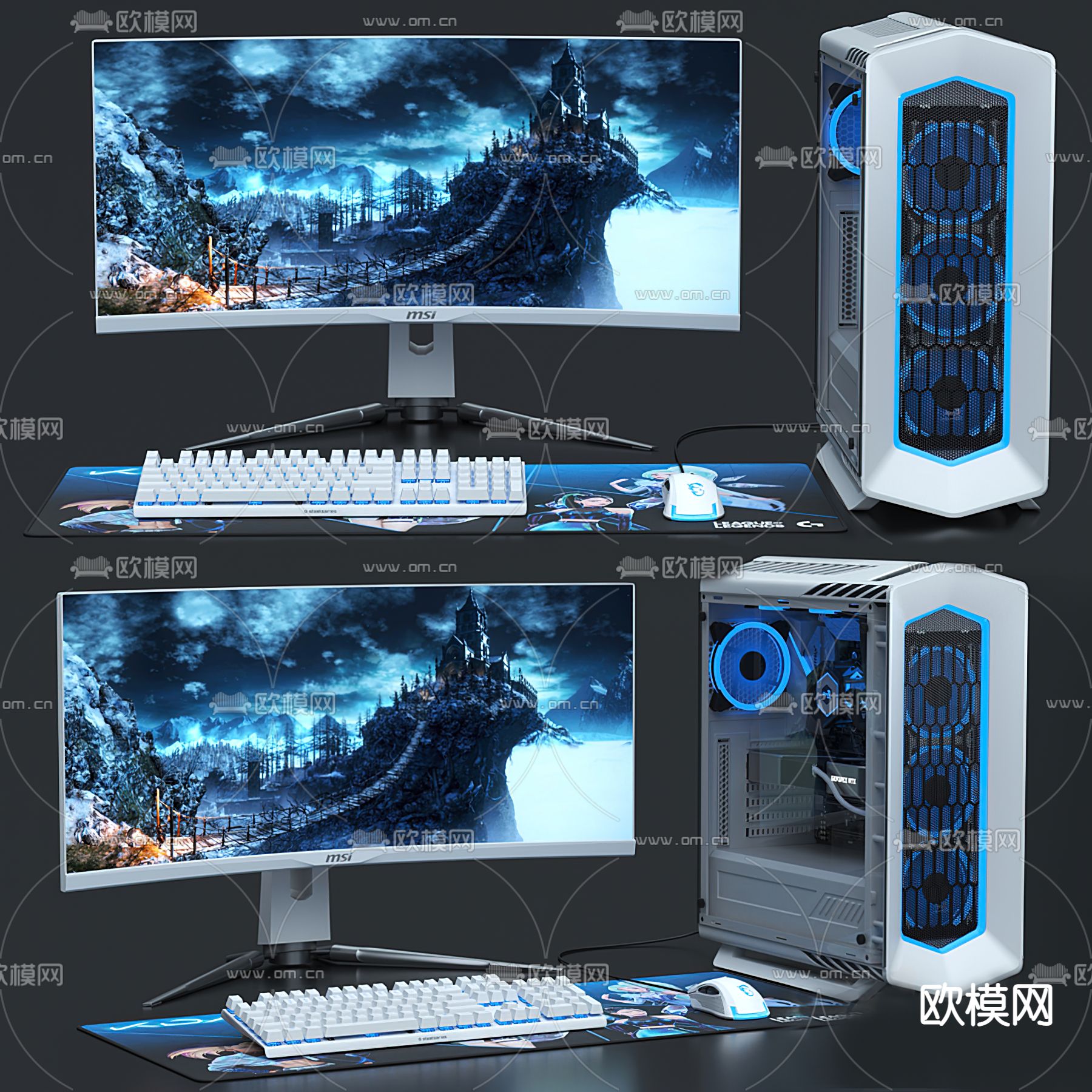 现代电脑主机3d模型