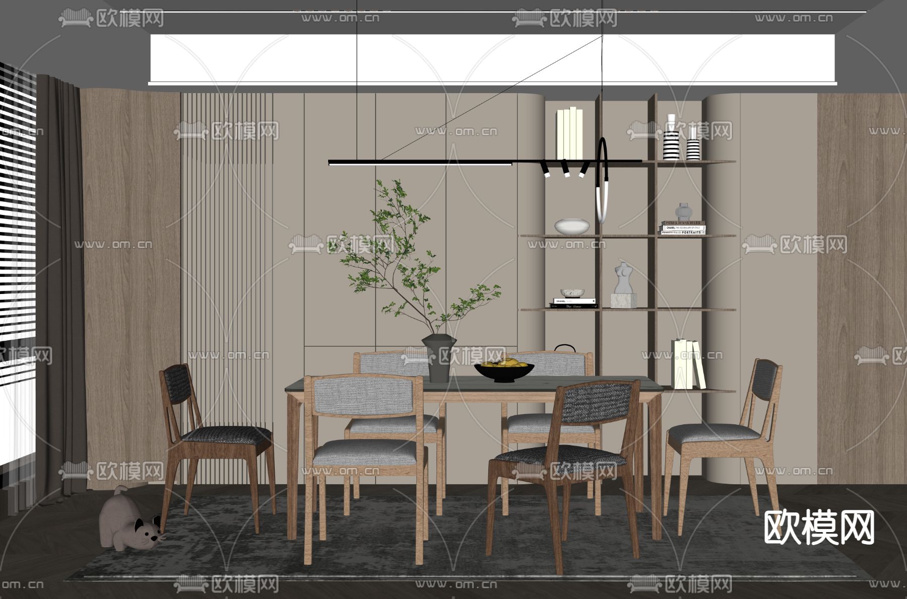 现代餐厅su模型下载（渲染图2）